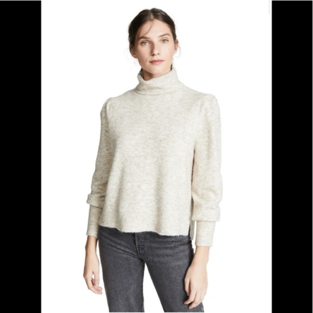 Frame Oversized Swing Marled Knit Tan Turtleneck Wool Alpaca Stretch Sweater Xl